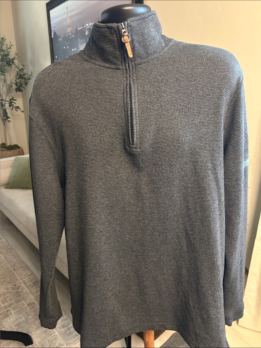 Hudson River Men's Gray Half-Zip Sweater Pullover - Lightweight Knit